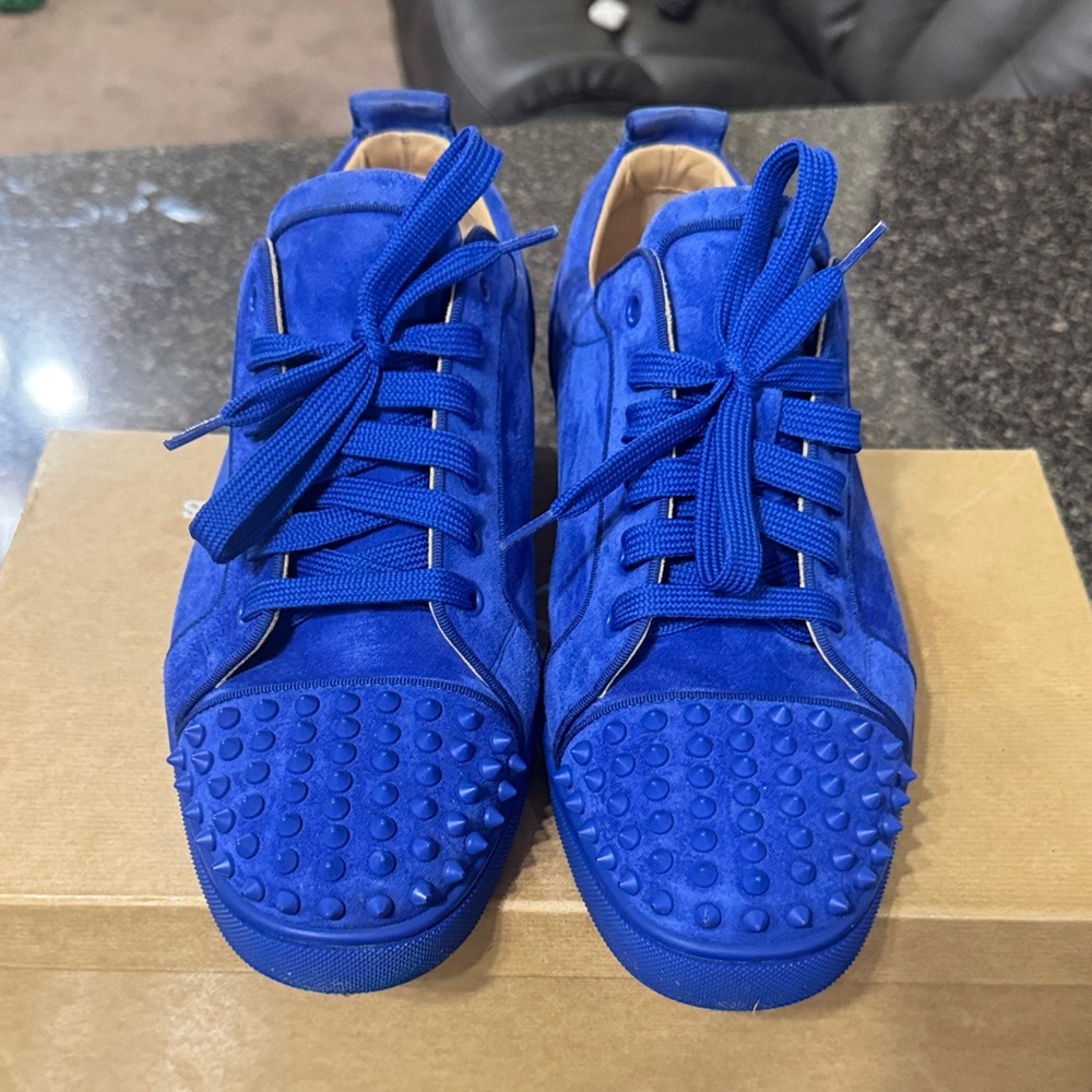 Christian Louboutin Vibrant Blue Spiked Sneakers